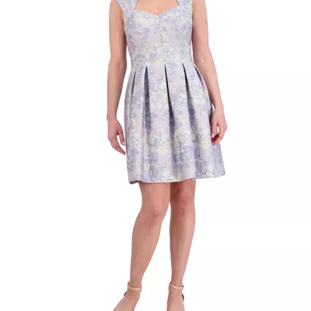 Vince Camuto Lavender Floral Jacquard Pleated Mini Dress NWT 8